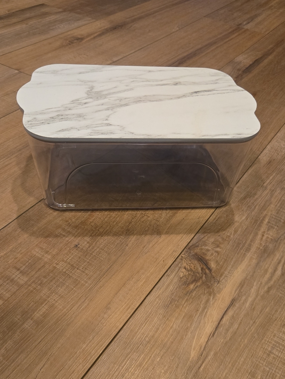 Clear Plastic Storage Organizer with Faux Marble Lid – 11x7x4